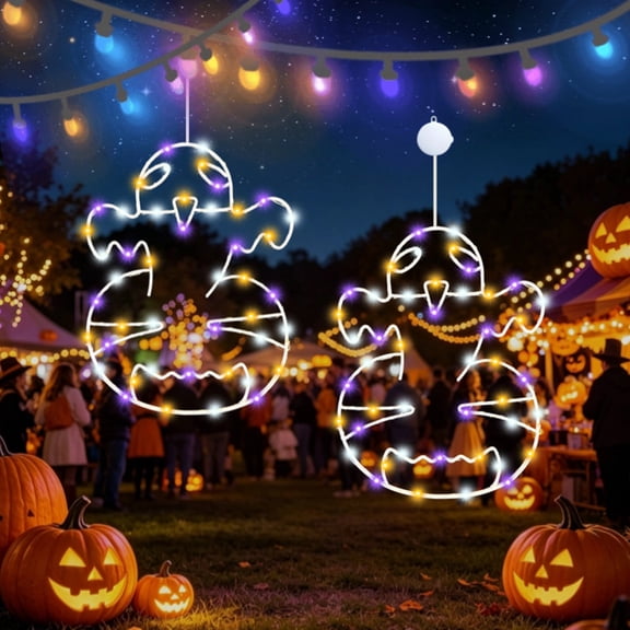 HomeKingdee Halloween Glowing Ghost Hanging LED Light – Spooky Party Decoration