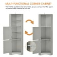 thumbnail image 3 of 61" Tall Bathroom Corner Cabinet, Freestanding Storage Cabinet with 2 Doors and 3 Adjustable Shelves, Narrow Tall Cabinet for Bathroom, Living Room, Bedroom, Gray, 3 of 9