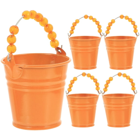 5pcs Beaded Handle Miniature Iron Bucket Tins Candy Buckets Crafts Buckets