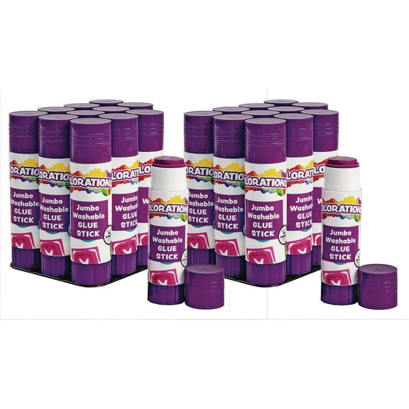 Colorations Jumbo Washable Purple Glue Sticks, Set of 24, 1.41 oz each
