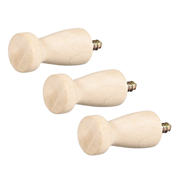 Ganchos de Pared Unique Bargains Gancho de Madera Sólida Atornillable Gancho para Abrigos 0.87" x 1.89" (DxL) Color de Madera Sin Pintura 3pcs