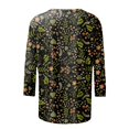 thumbnail image 4 of BDPORKAS Womens Tops Summer 2025 Trendy 3/4 Sleeve Dress Shirts Floral Print Graphic Tees Dressy Casual Crew Neck Blouse Three Quarter Sleeve Tunic Tops To Wear with Leggings, 4 of 4