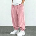 thumbnail image 2 of JIA JIA SHUANG Kids Corduroy Pants Fall Winter Drawstring Elastic Waist Trousers Casual Plain Loose Fit Cinch Bottoms Pants(Pink,1-2 Years), 2 of 6
