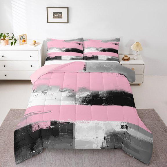 Manfei Boys Girls Oil Painting Bedding Comforter Set 2pcs,Abstract Artwork Twin Comforter Sets Microfiber,Graffiti Splash Breathable Bedding Set,Microfiber Bedroom Decor,Reversible