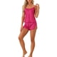 thumbnail image 2 of Conjuntos de pijamas de satén para mujeres INSPIRE CHIC, top de tirantes con pantalones cortos, 2 piezas, ropa de dormir, conjunto de pijama de seda, XS, rojo rosa, 2 of 5