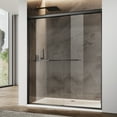 thumbnail image 2 of Sunny Shower 48 in.W x 72 in.H Double Sliding Shower Door Dumb Black Finish Framed with 1/4 inch Clear Tempered Glass, 2 of 13