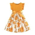 thumbnail image 4 of Gubotare Girl Floral Print Dress Ruffle Hem A-Line Sundress for Toddler Girls Summer Sleeveless Casual Wear (Yellow,5-6 Years), 4 of 4
