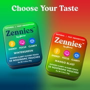 Caffeine Nootropic Pouches with Caffeine, Alpha GPC, L-Tyrosine & L-Theanine - Nicotine Free, No Sugar or Artificial Sweeteners Nootropic Energy Pouches - Wintergreen & Mango Blast (2 Pack)
