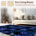 thumbnail image 2 of ODIKA 2'x3' Machine Washable Non-Slip Area Rug, Nocturnal Feline Garden With Moonflower Blooms High Traffic Rug, Blue, 310099, 2 of 7