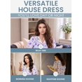 thumbnail image 5 of Casual Nights Women's Snap Front House Dress, Lightweight Short Sleeve Cotton-Poly Knit Duster Robe with Pockets, Mid-Calf, Floral Purple Medium, 5 of 6