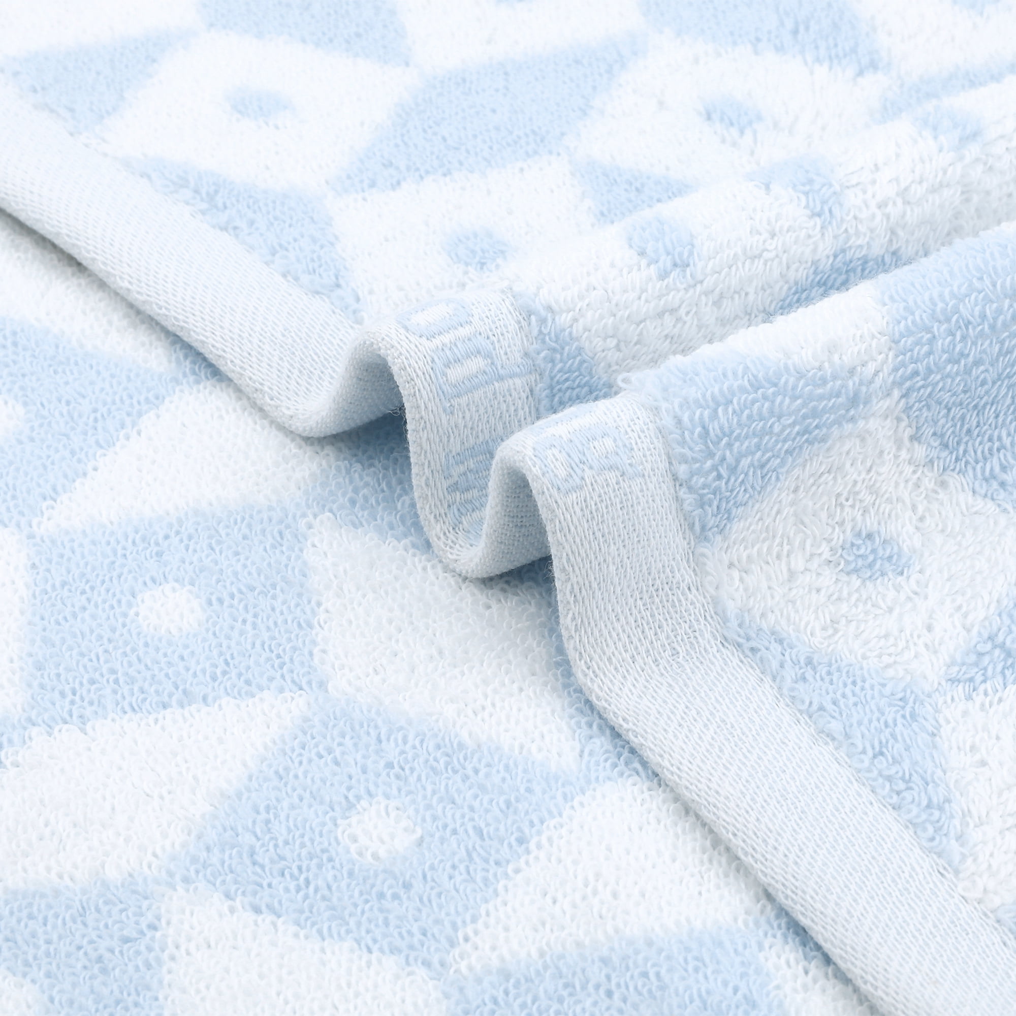 Unique Bargains Geometric Pattern Hand Towels Cotton Kitchen Bathroom Towels Blue 2-Piece