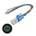 thumbnail image 5 of Interruptor de botón pulsador de metal momentáneo Uxcell de 16 mm de montaje 1NC NO COM 12V LED verde con enchufe de socket, 5 of 5