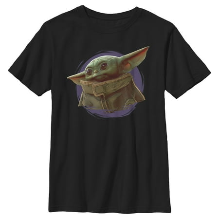 Boy's Star Wars: The Mandalorian The Child Circle Halo Graphic Tee Black Medium