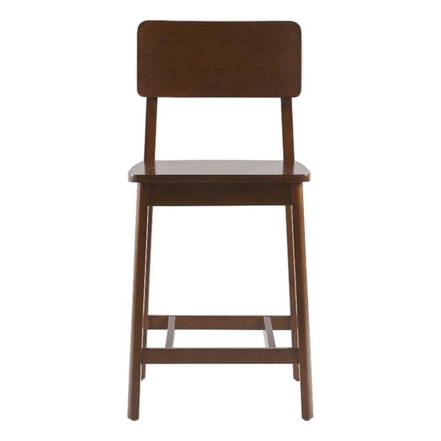 Pemberly Row Tabouret de Comptoir Minimaliste en Bois Massif 2 Pcs - Ensemble de 2 - Noyer