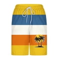 thumbnail image 4 of QQAMB Men Shorts Plus Size Elastic Waisted Strip Printed Palm Graphic Printed Summer Loose Comfy Shorts with Pocket Yellow S, 4 of 5