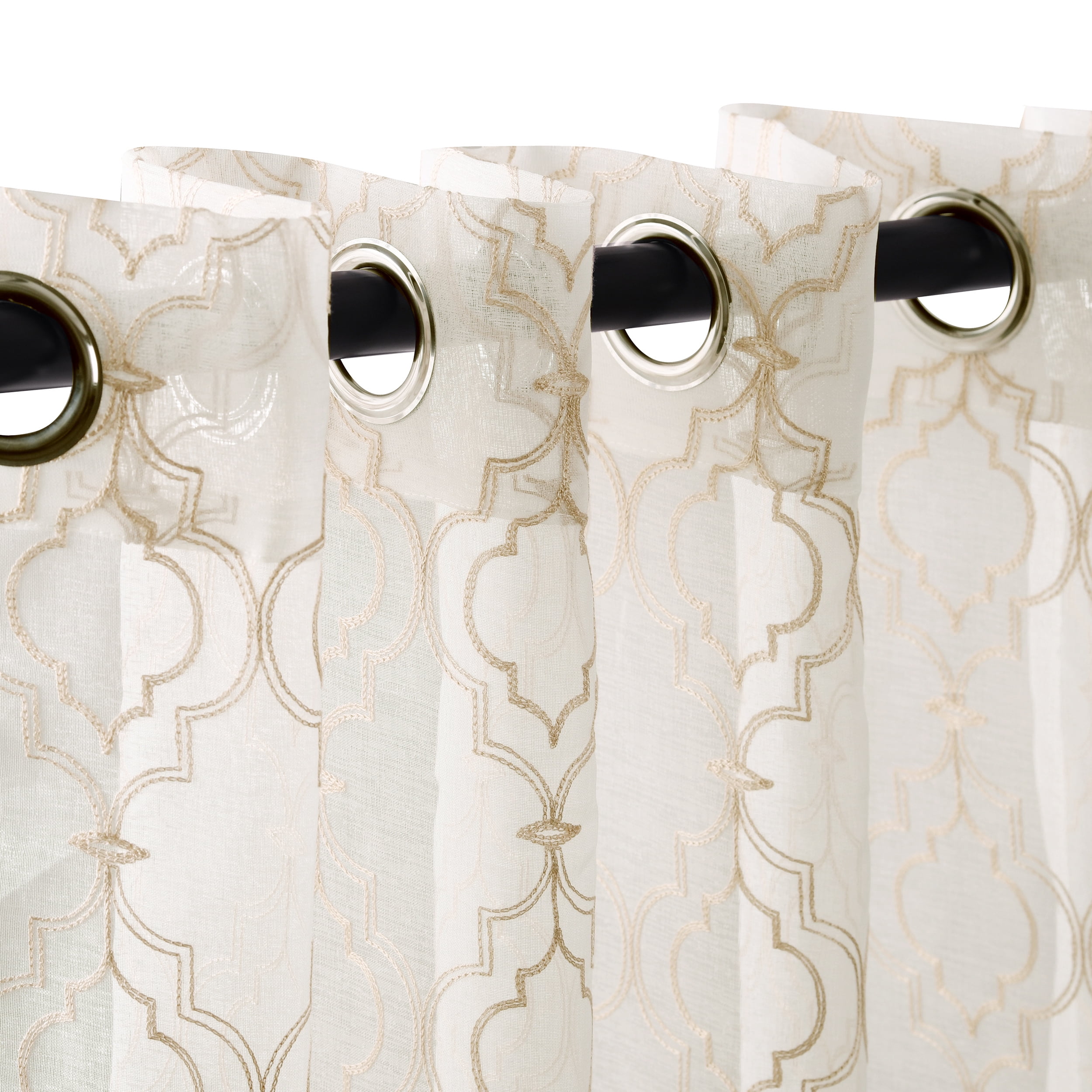 Superior Lightweight Imperial Trellis Sheer Curtain Panels (2) - Champagne