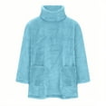 thumbnail image 4 of Mock Neck Sweaters Women Fuzzy Sherpa Fleece Tunic Tops Long Sleeve Plain Pullover Sweatshirt with Pockets (2XL, Light Blue), 4 of 5