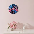 thumbnail image 3 of 14 Inch Wall Clock Battery Operated Silent Clock Decorative for Office, Kitchen, Outdoor, Living Room，Beautiful Pink Flamingo on Black Creative, 3 of 4