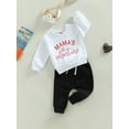 thumbnail image 4 of Kurylemon Toddler Newborn Baby Boy Clothes Mama's Valentine Sweatshirt Sweatpants Fall Winter Cotton Infant Outfits Pant Sets (White-Mama's Valentine, 6-12 Months), 4 of 9