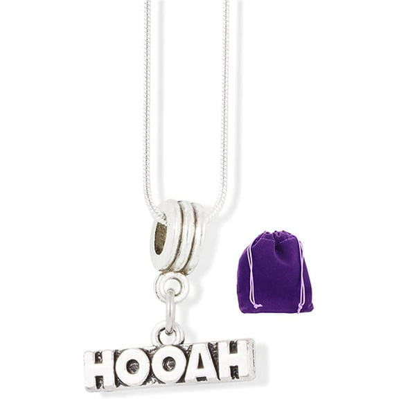 Hooah Text Charm Snake Chain Necklace