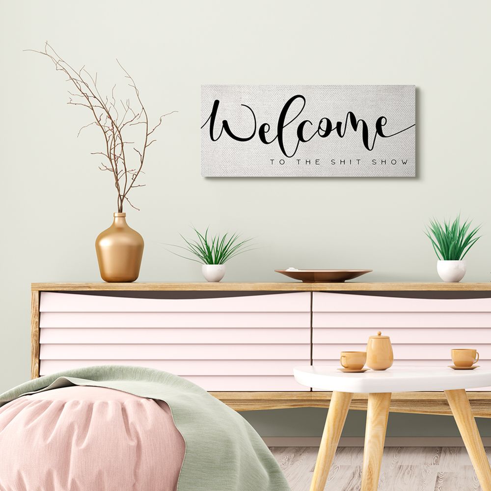 Stupell Industries Welcome To the Show Sassy Home Mess Phrase Canvas Wall Art Design by Daphne Polselli, 13" x 30"