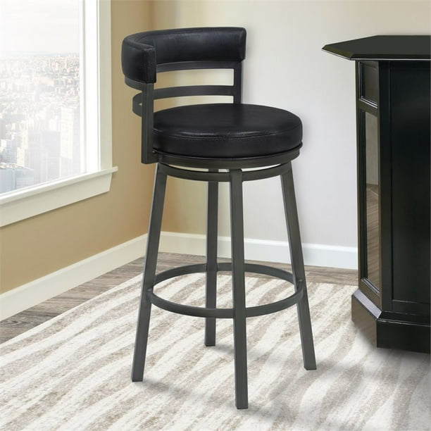 Armen Living Madrid 26" Counter Height Metal Swivel Barstool in Ford