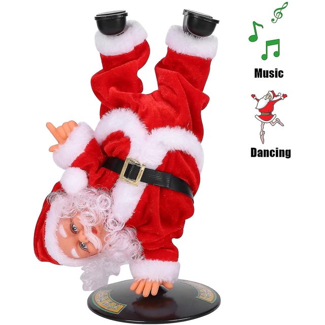 Figura navideña de Papá Noel que canta Baila Baile callejero Juguete musical para hacer parada de manos Regalo de Papá Noel
