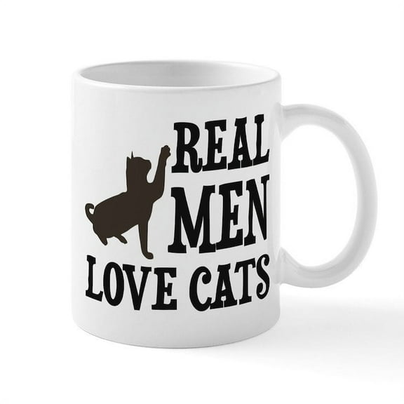 CafePress - Real Men Love Cats Mugs - 11 oz Ceramic Mug - Novelty Coffee Tea Cup