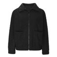 thumbnail image 6 of Plus Size Fleece Cardigans for Women Full Zip Black Jacket Long Sleeve Soft Cozy Fuzzy Winter Coats ,XL-5XL, 6 of 8