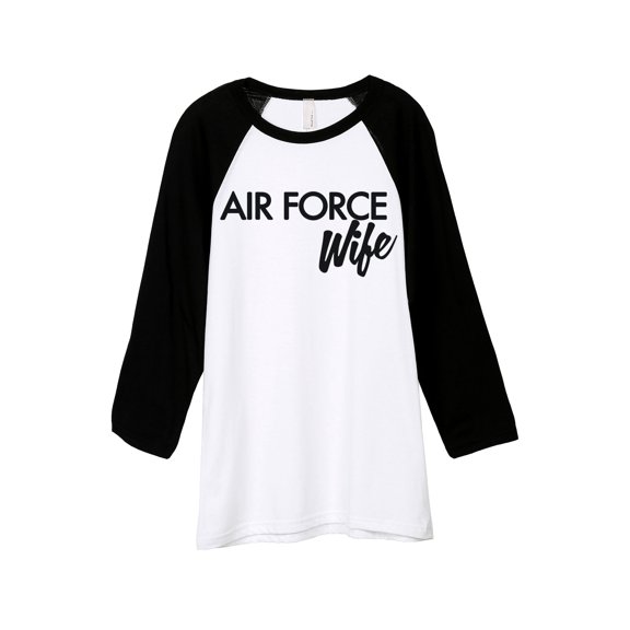 Air Force Wife Unisex 3/4 Sleeves Baseball Raglan T-Shirt Tee White Black X-Large