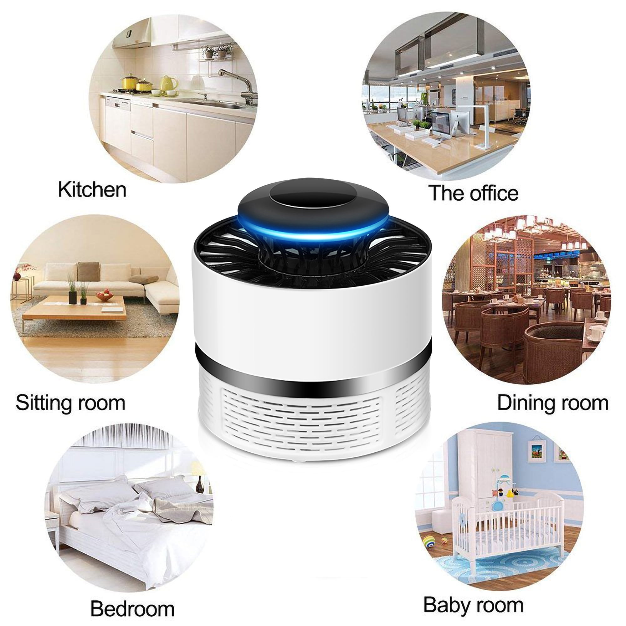 Non-Toxic Gnat Fruit Fly Trap Bug Zapper Mosquito Killer Indoor Insect Trap: Bug Sticky Glue Boards Fruit Fly Child Safe White Chemical Free Insect Killer Intelligent UV Light Control 