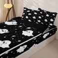 thumbnail image 3 of Manfei Cartoon Ghost Zipper Full Size Comforter Sets with Fitted Sheet and 2 Pillowcases,Harvest Maple Leaf Print Halloween Zipper Bedding Set,Black Reversible,4pcs, 3 of 7
