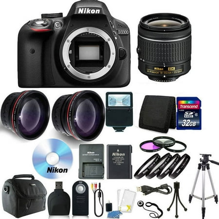 Nikon D3300 Digital SLR Camera with 18-55mm + 32GB + Accessory (Best Nikon D3300 Bundle)
