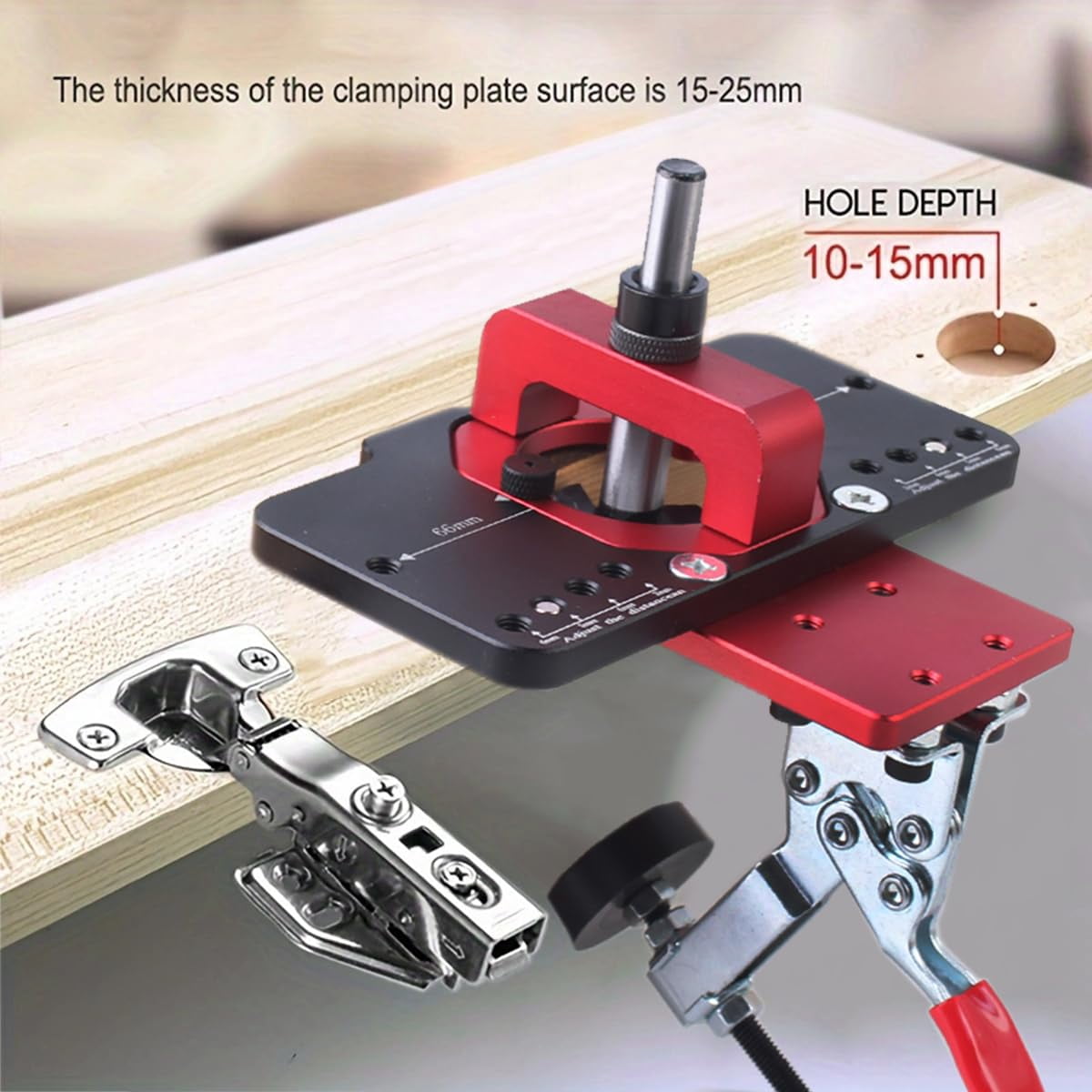 35mm Metal Concealed Hinge Jig Hole Drilling Jigs With Quick Clamp  Dust Vacuum Adapter Door Guide For Woodworking Cabinet Hinges Mounting Tool