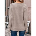 thumbnail image 5 of Womens Soft Long Sleeve V Neck Shirts Solid Casual Decorative Buttons Knitted Pullover Tunic Tops  XXL, 5 of 6