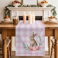 thumbnail image 2 of Pink Easter Table Runner 72 Inches, Bunny Eggs Spring Floral Stripes Farmhouse Bed Runner Dresser Scarves Tabletop for Indoor Outdoor Parties/Ceremony/Banquet, 13" x 72", 2 of 8