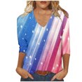 thumbnail image 2 of Fiudx Camisas para Mujer Top/Camisa de Manga 3/4 con Cuello En V y Estampado Informal a La Moda para Mujer, 2 of 4