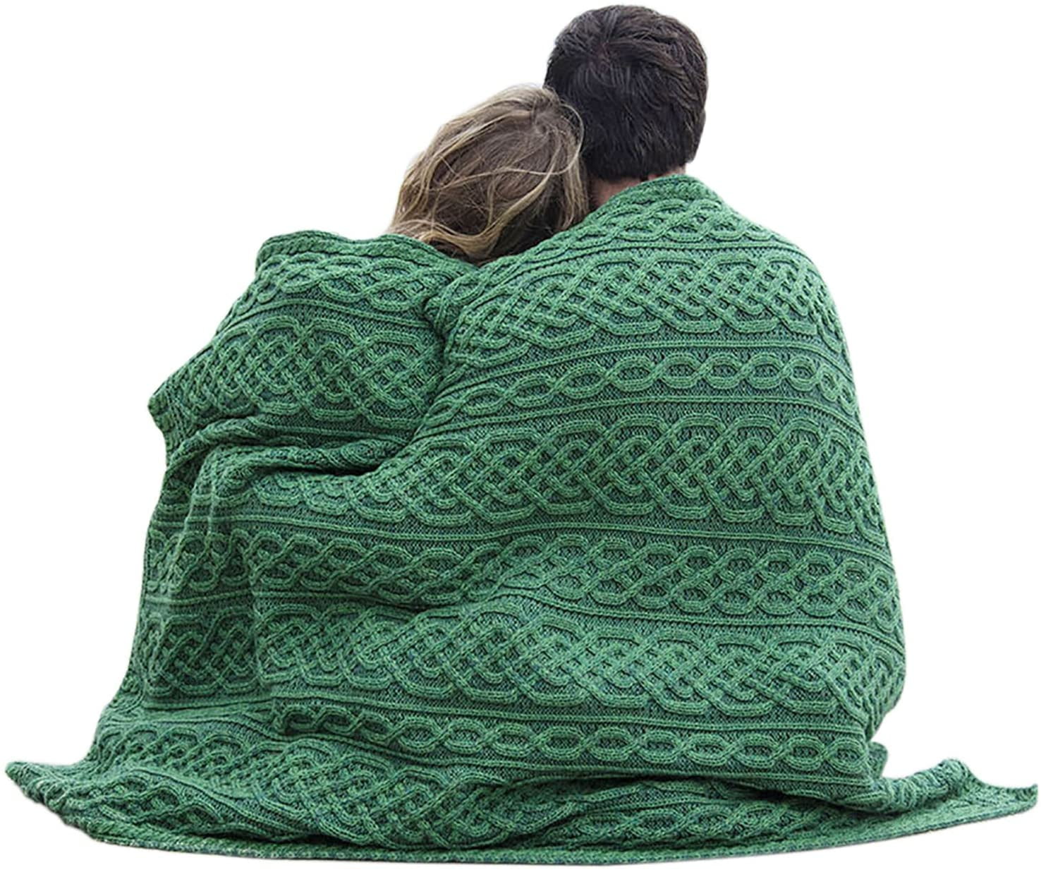 Carraig Donn Irish Cable Knit Blanket Celtic Aran Throw 100 Merino