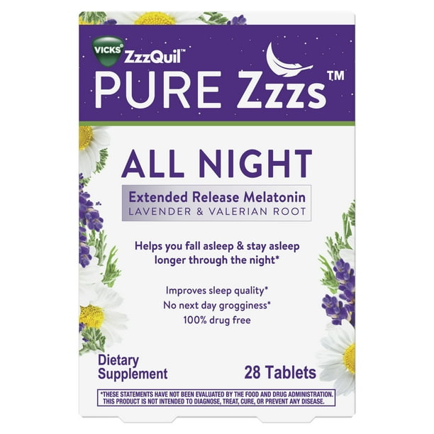 PURE Zzzs All Night Extended Release, Melatonin Sleep Aid Tablets
