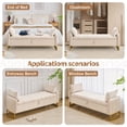 thumbnail image 6 of Aemeios 66"W Tufted Storage Bench for Bedroom End of Bed with Gold Legs and Two Pillows, Beige, 6 of 11