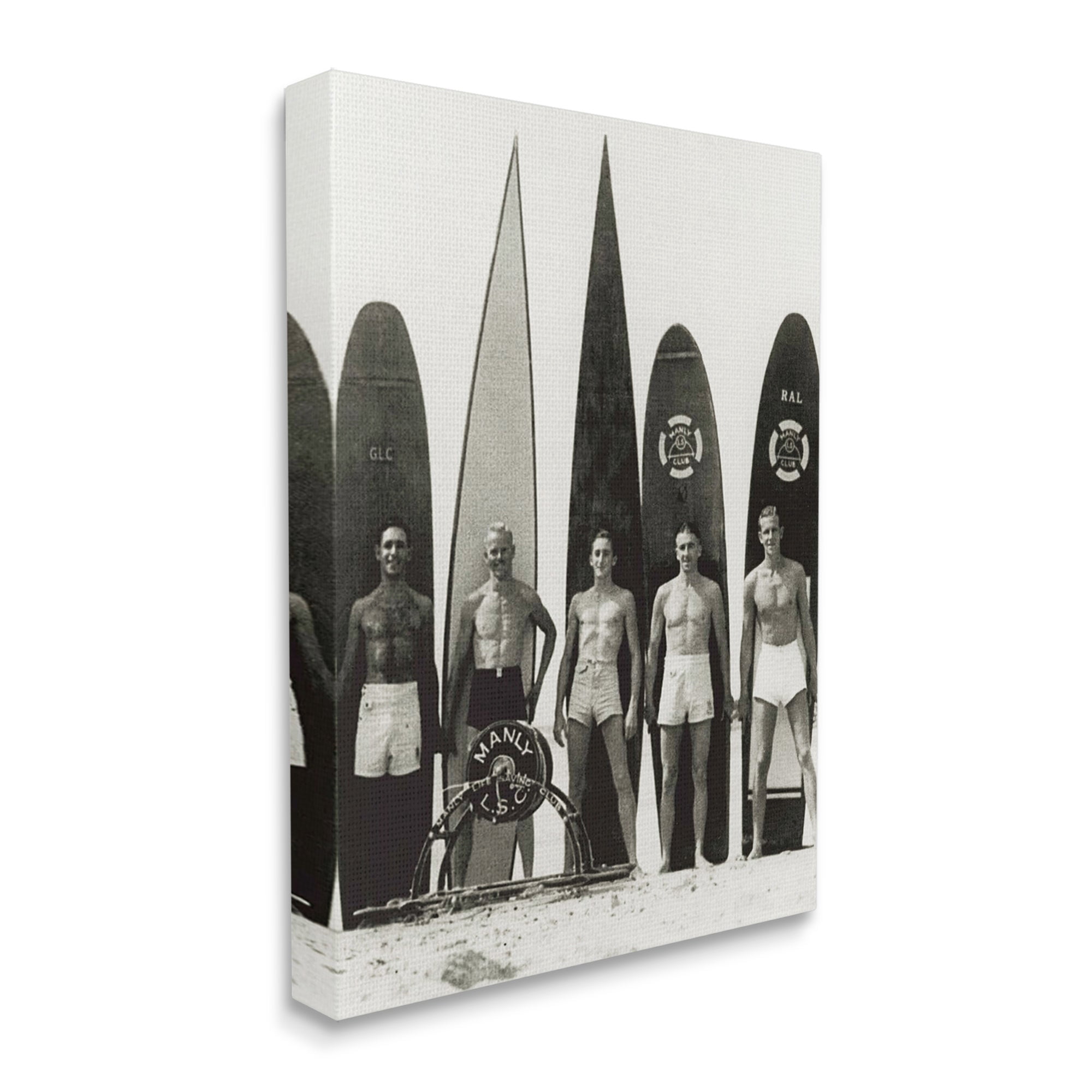Stupell Industries Vintage Photography Men Surfer Surfboards Beach Sport Photograph Gallery Wrapped Canvas Print Wall Art, Design by Graffitee Studios