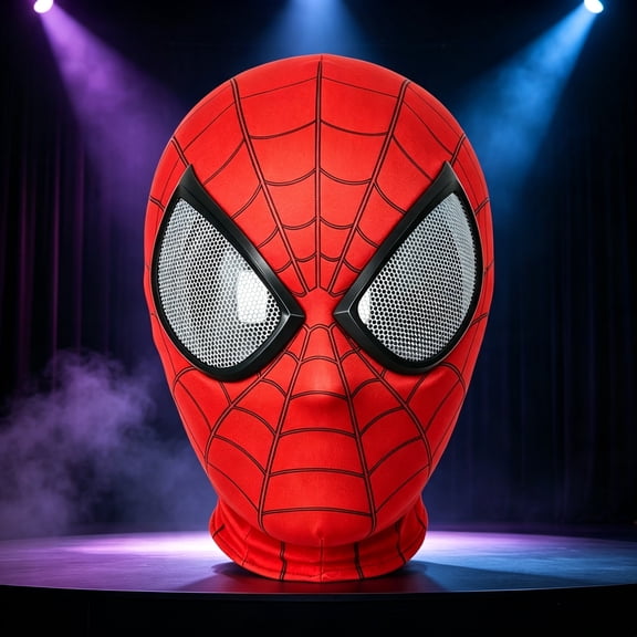 Red Spider Superhero Mask 3D Spandex Balaclava Full Head Mesh Lens Eyes Hood Cosplay Outfit Dress Up Photo Video Prop Holiday Gift