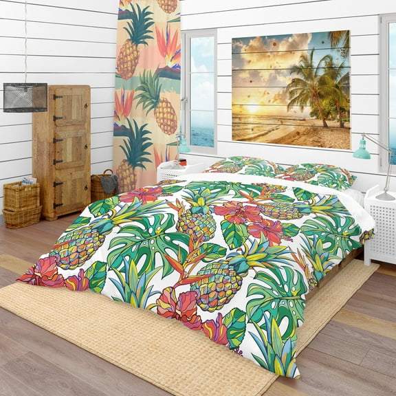 Designart 'Colorful Tropical Pattern' Tropical Duvet Cover Set