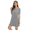 thumbnail image 3 of Xmarks Womens Sleepshirt Soft Sleepwear Pleated Nightshirt Comfy Sleep Dress Short Sleeve Nightdress Gray US 14, 3 of 11