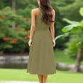 thumbnail image 3 of Women’s Halter Neck A-Line Midi Dress Sleeveless Tie Waist Casual Summer Vacation Dress, 3 of 7