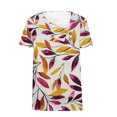 thumbnail image 4 of Quinlirra Women's Tshirts V-Neck Printed T-Shirt Short Sleeve Blouses Dressy Tops Casual Loose, 4 of 5
