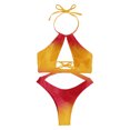thumbnail image 4 of Aayomet Ensemble Bikini Rehausseur Taille Haute à Lacets pour Femmes, Rouge L, 4 of 4