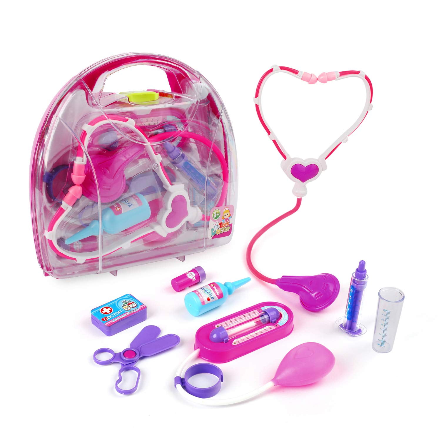 Doctors Nurses Dress Up Role Play Toy Medical Case Kit Set 9pc Kids Childrens 