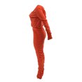 thumbnail image 2 of Honganda Slim Pleated Zipper Hooded Top and Pants Two-piece Suit, 2 of 6