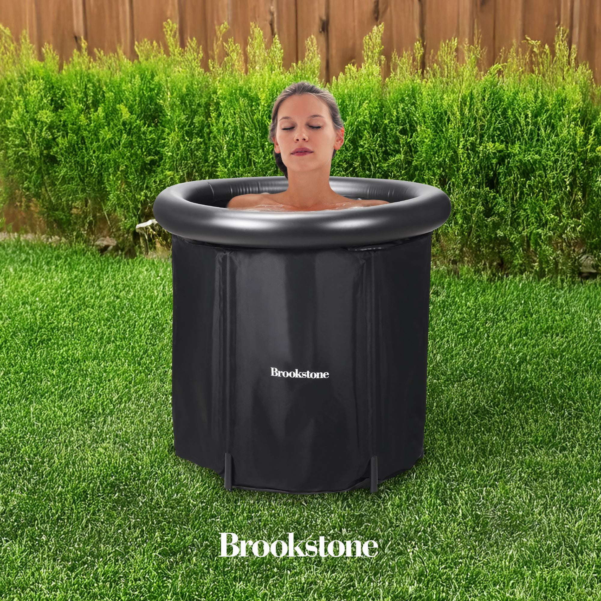 Brookstone Portable Ice Bath Cold Plunge Water Therapy Tub, Plastic Cover, Helps with Arthritis, Athletes Recovery, One Size